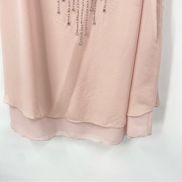 Rebecca Taylor Pink Silk Layered Embellished Y2K Tank Top Size 6 - Picture 3 of 6